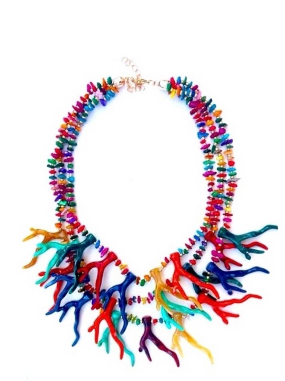 PIPER K NAUTICAL CORAL REEF COLORFUL GLASS NECKLACE 18”   NWT